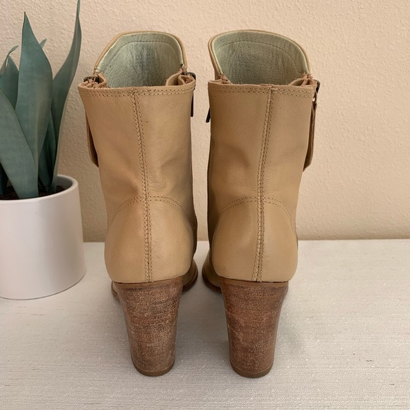 Matisse Leon Natural Leather Mid-Calf Peep Toe Booties Woman’s 7.5M - Picture 10 of 14